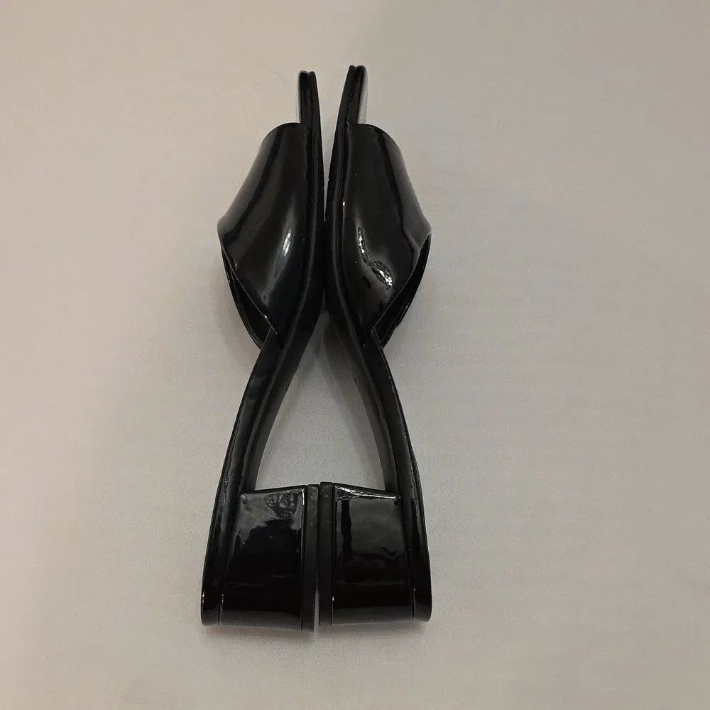 BRAND NEW MARC FISHER MFCYNLEA-C GLOSSY BLACK MULES SANDAL R3 - Picture 10 of 16